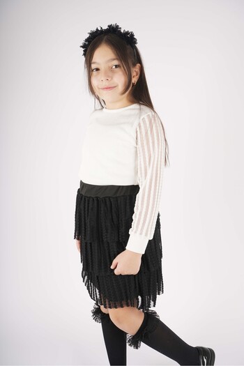 MİNİKO KİDS 23 April 29 October Concept Sleeve Tulle Detailed Layered Tutu Skirt Suit
