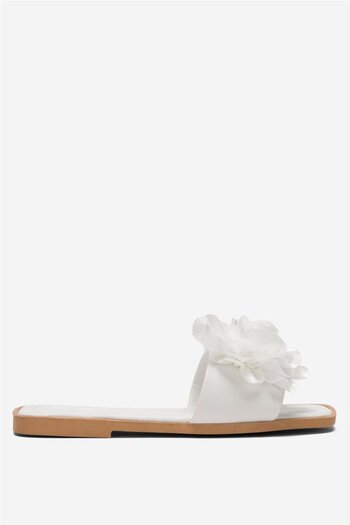 Liger White Women's Bundle Dowry Slippers with Rose Flowers