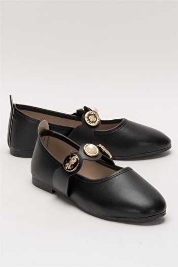 Liger Women's Black Oval Toe Accessory Banded Ballerina Shoes