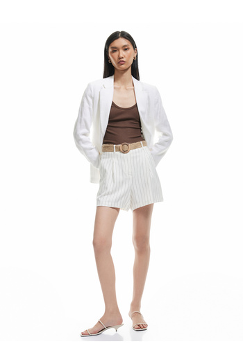 Koton Viscose Fabric Straw Belt Detailed Pocket High Waist Mini Shorts