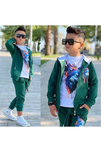öykümgaleria Boy's Cardigan 3-Piece Bottom Top Set