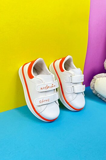 Nstil Orange Sneakers for Boys and Girls - Comfortable Sneakers with Velcro Stitching Detail, Thick Sole 525Pf