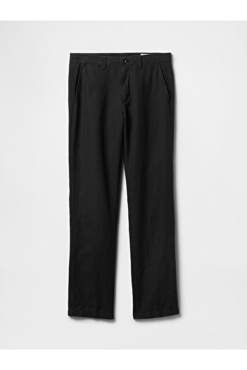 GAP Erkek Siyah Keten Karışımlı Khaki Pantolon