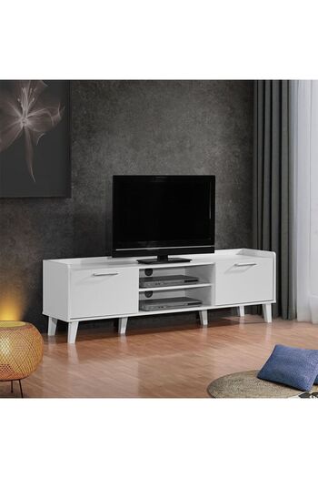 Danube Home Supreme Tv Unit W/2Door Upto 65 Inches - White L160xW41xH50cm