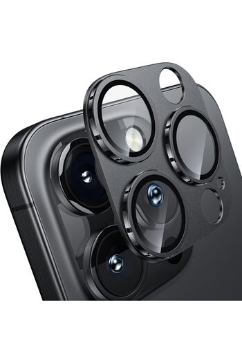 Fibaks Full Protection Camera Lens Protector with Frame Compatible with Apple iPhone 16 Pro & iPhone 16 Pro Max