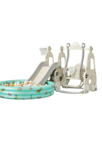 Ma Baby 6 in 1 Kids Slide and Swing Set with Closed Pedal Spot/Soft Ball Pool
