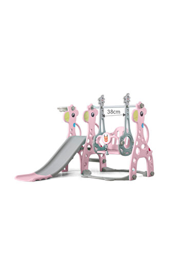 Ma Baby 4 in 1 Toddler Slide Swing Set, Includes Slide, Swing, Basketball Hoop, and Climber