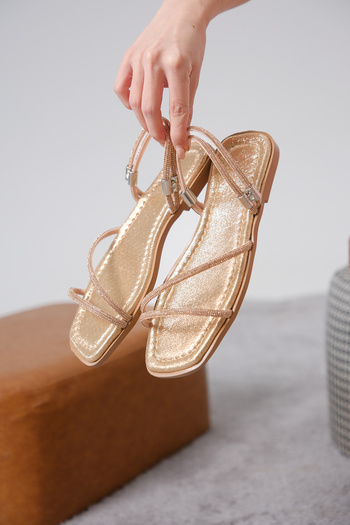 Moda Değirmeni Rose Women's Silvery Stone Stylish Daily New Season Sandals Md1080-123-0003