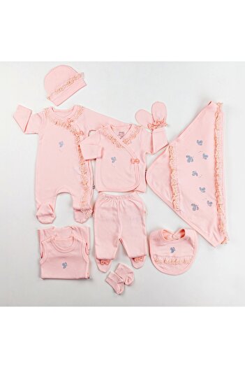 İmaj Baby Girl Salmon Butterfly 10-Piece Hospital Release 100% Cotton Laurel Soap Newborn Set