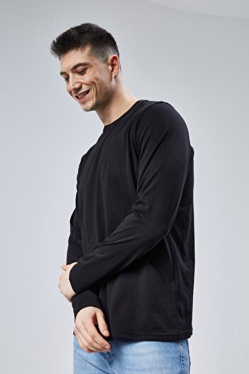 DOSXX T-shirt Face 1.kalite %100 Penye Pamuk Uzun Kol 0 Yaka Erkek T-shirt