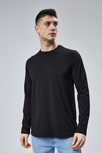 DOSXX T-shirt Face 1.kalite %100 Penye Pamuk Uzun Kol 0 Yaka Erkek T-shirt