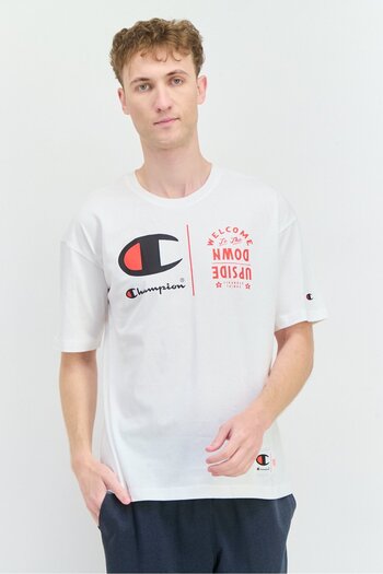 Champion x Stranger Things Men Custom Fit Short Sleeves Training T Shirt, White