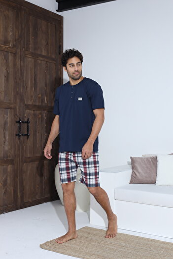 CALİA Men's Short Sleeve Shorts Men's Pajama Set New Season