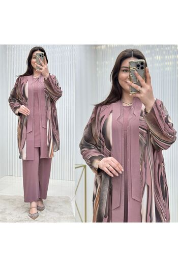 GK Sandy Chiffon Large Size 3 Piece Tunic Set