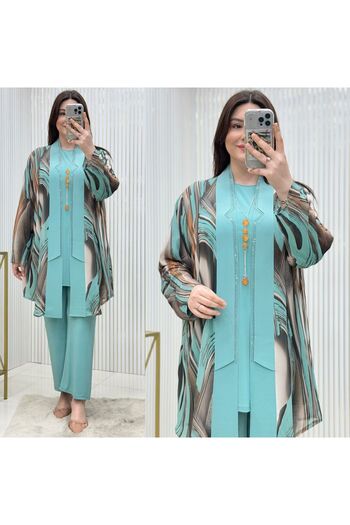 GK Sandy Chiffon Large Size 3 Piece Tunic Set