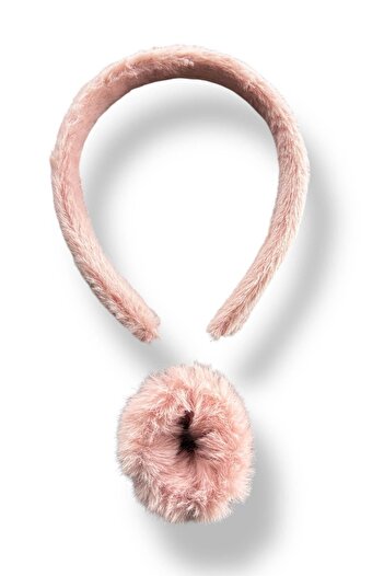 TAKIŞTIR Pink Color Plush Crown and Bagel Buckle Set