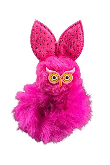 TAKIŞTIR Fuchsia Color Owl Figured Plush Bagel Buckle