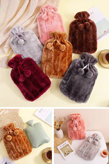 Nactumu Extra Large 2L Plush Hot Water Bag Fluffy Hot Water Bag