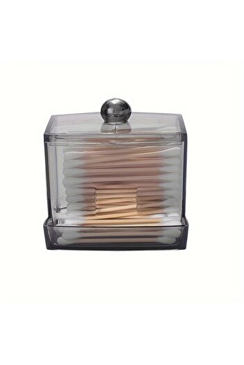 Choice clear black A Acrylic Cotton Swab Holder with Bamboo Lid Clear Dispenser Bathroom Containers Caniste