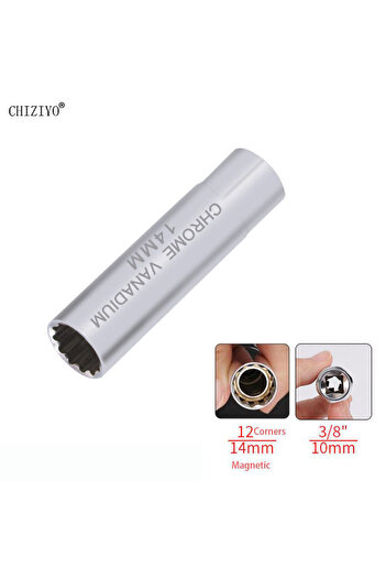 Choice 14mm Universal Spark Plug Socket Spark Plug Wrench 3/8 Magnetic 12 Angle Thin Wall for 14mm 16mm Spa