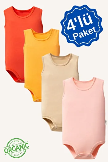 MAHFEL 4 Pieces Baby Bodysuit with Organic Cotton Snaps