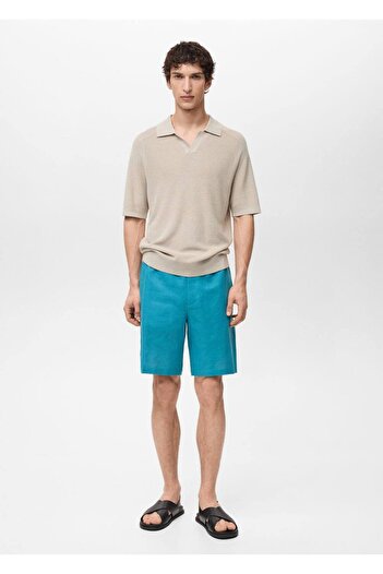 MANGO Man Linen Blend Bermuda Shorts with Drawstring