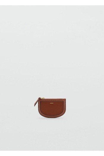 MANGO Woman Leather Look Mini Oval Card Holder
