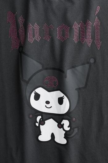 Magu Girl's Cotton Black Kuromi Printed Suit - Cute Character Theme