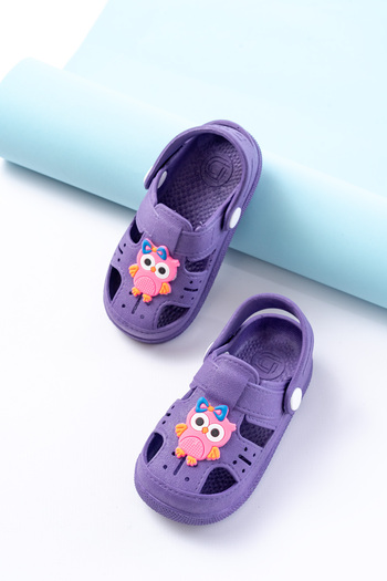 Merve İzmirli Lilac Children's Animal Figured Non-Slip Sole Daily Sandals Slippers