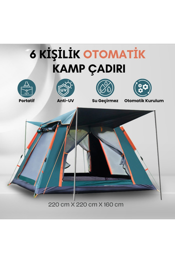 post alley 6 Kişilik Tam Otamatik Tenteli Kamp Çadırı Portatif Anti-uv Su Geçirmez Outdoor Plaj Piknik Çadırı