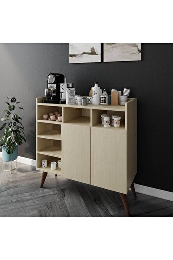 House One Coffee Corner|Coffee Table MDF with Large Storage Capacity Suitable -Beige & Brown-90X90X38cm