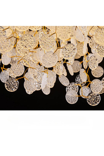 Btm Modern chandelier, golden body, white sharks, circular, 60 cm - Model 5313/600