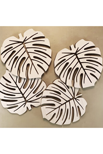 NT Handmade Maple Tree Wooden 4-Piece Leaf Shaped Coaster Kitchen Decor Coffee Corner