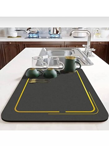 Single Dish Drying Cover Black Countertop Dish Mat Super Absorbent 40*50