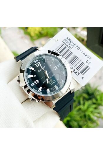 Casio Casio Men's Black Analog-Digital Watch with Resin Strap AMW-870-1AVDF