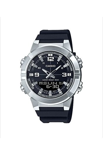 Casio Casio Men's Black Analog-Digital Watch with Resin Strap AMW-870-1AVDF