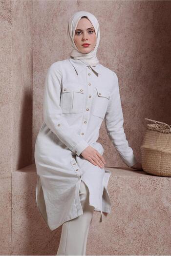 Alvina 44491 Model Linen Textured Tunic