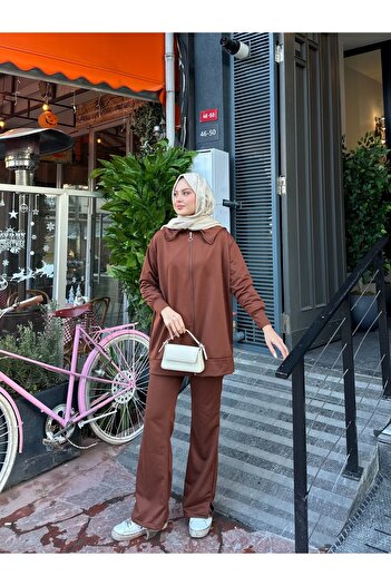 VOLT CLOTHİNG Women's Wide Leg Slit Zipper Suit