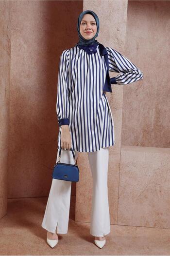 Alvina Satin Tunic - Striped Model 44629