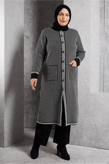 Alvina 20605 Model Patterned Knitwear Cardigan