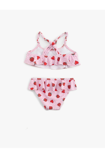 Koton Heart and Strawberry Print Ruffle Bikini Set