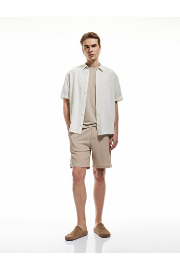 Koton Textured Lace-Up Shorts with Pocket Detail