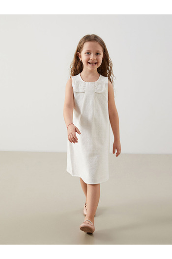 LC Waikiki Dobby Fibre Bow Girl Dress City