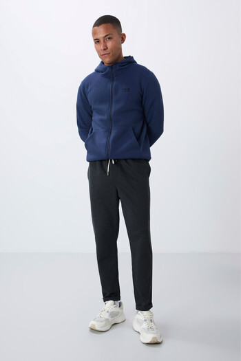 AIR JONES Σκούρο γκρι επιφάνεια με υφή Standard Fit Ανδρική αθλητική φόρμα κάτω - 82154