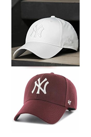 w white stars sports & wear Unisex Sports Hat Set of 2 Adjustable White Stars with Velcro on the Back