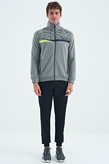 AIR JONES Harry Grey Melange - Μαύρη ανδρική αθλητική φόρμα Standard Fit - 85197