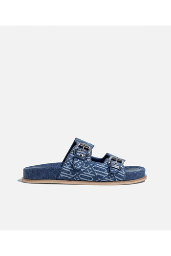 İpekyol Monogram Double Band Denim Slippers
