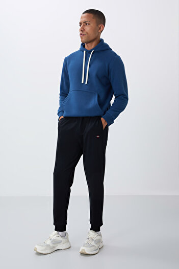 TOMMY LIFE Lacivert Klasik Cepli Standart Kalıp Manşetli Erkek Eşofman Alt - 84652