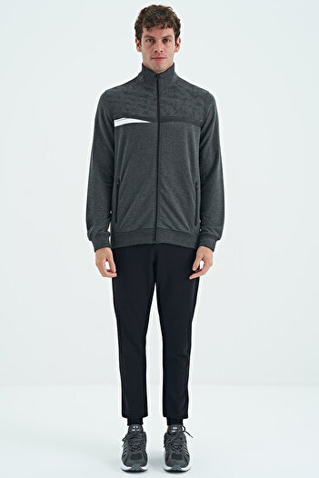 AIR JONES Harry Anthracite Melange - Μαύρη ανδρική φόρμα φόρμας Standard Fit - 85197