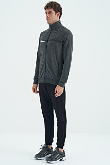 AIR JONES Harry Anthracite Melange - Μαύρη ανδρική φόρμα φόρμας Standard Fit - 85197